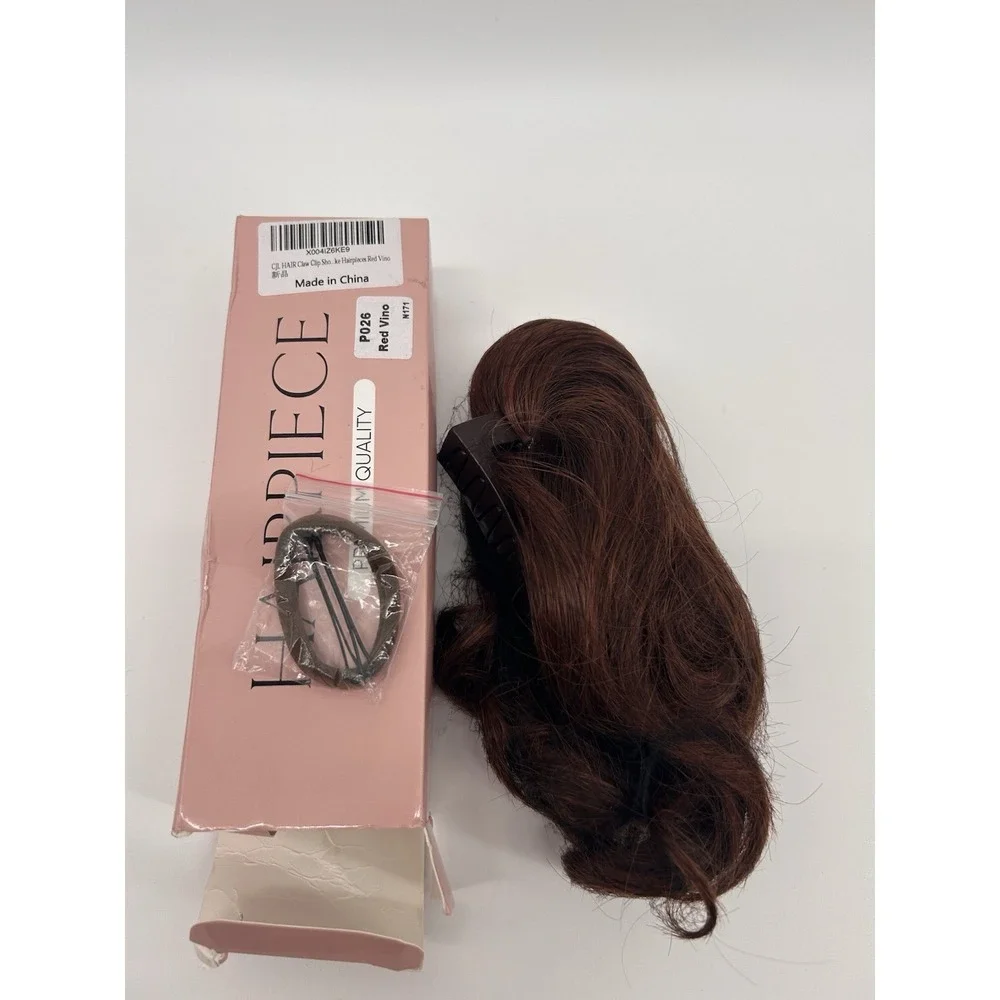 Hair Claw Clip with Synthetic‎ Hair Piece Red Vino Updo Extension Bun Clip In